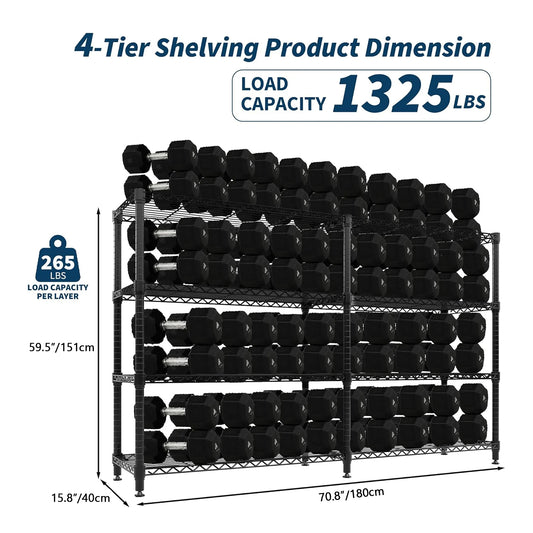 Twister.CK Heavy Duty Folding Metal Adjustable Shelving Organizer Rack