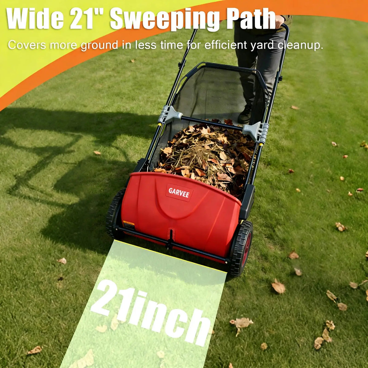 HiMiss Manual Push Lawn Leaf Sweeper For Yard Cleanup