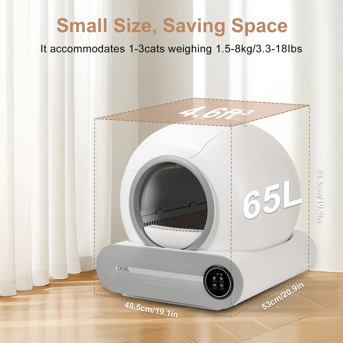 Doel Automatic Smart Cat Litter Box Featuring App Control Wifi
