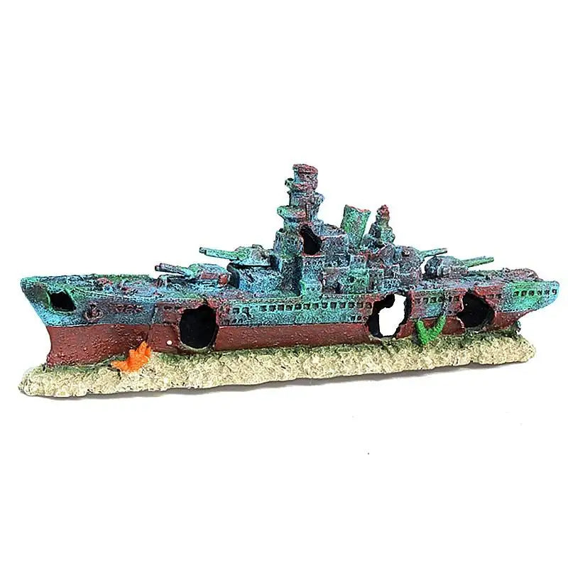 Aquarium Creative Warship Wreckage Wear Resist Warship Handicrafts Shipwreck Decorations for Fish Tank Cave Decor Accessories