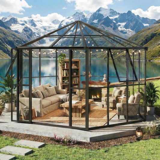 Heavy Duty Polycarbonate Walk In Greenhouse With Aluminum Frame