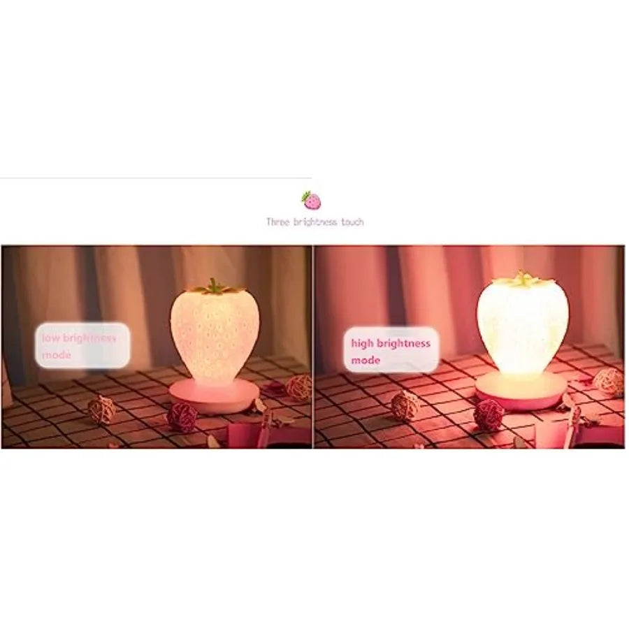 Touch Control Silicone Strawberry Night Light Rechargeable Lamp