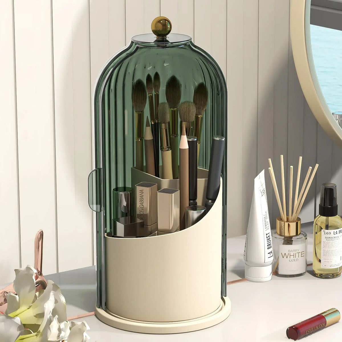 YOOLENS Rotating Makeup Brush Organizer With Dustproof Lid