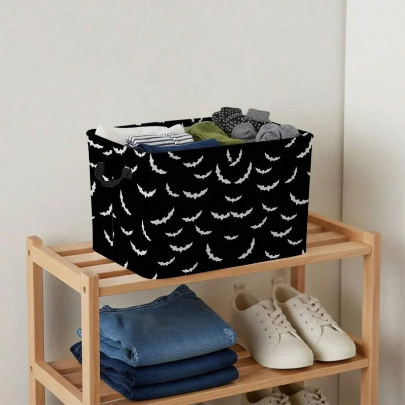 Bamboo Frame Polyester Storage Basket For Home Organization