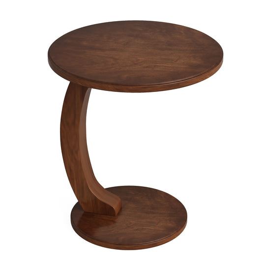 Tribesigns Round Wood End Table With Sleek C Shaped Frame