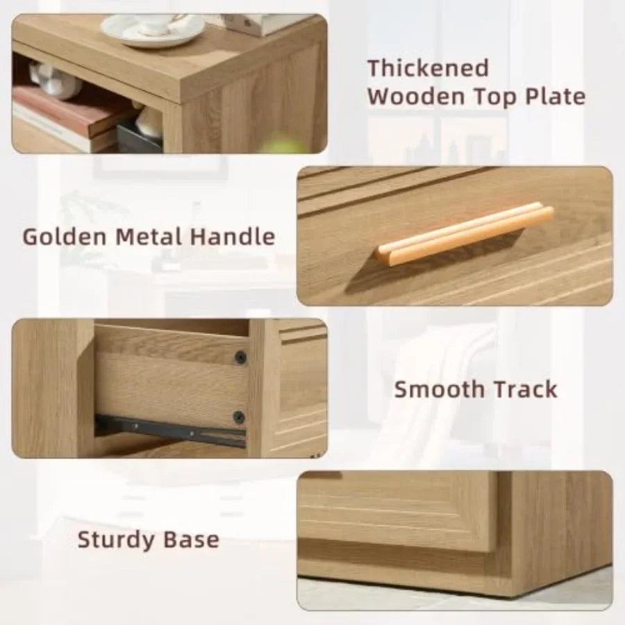 24'' Wide Farmhouse Night Stand with 2 Drawers Set of 2
