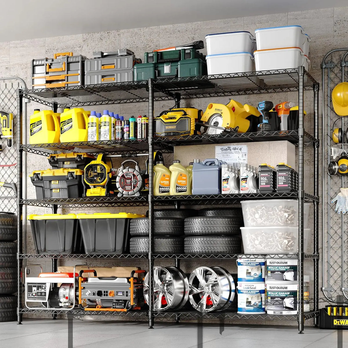 Twister.CK Heavy Duty Folding Metal Adjustable Shelving Organizer Rack