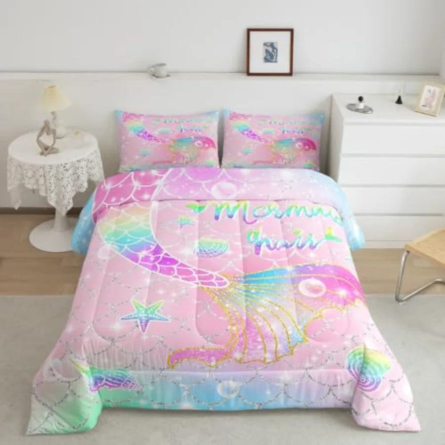 Reversible Starfish Pattern Jacquard Twill Comforter Set With Pillows