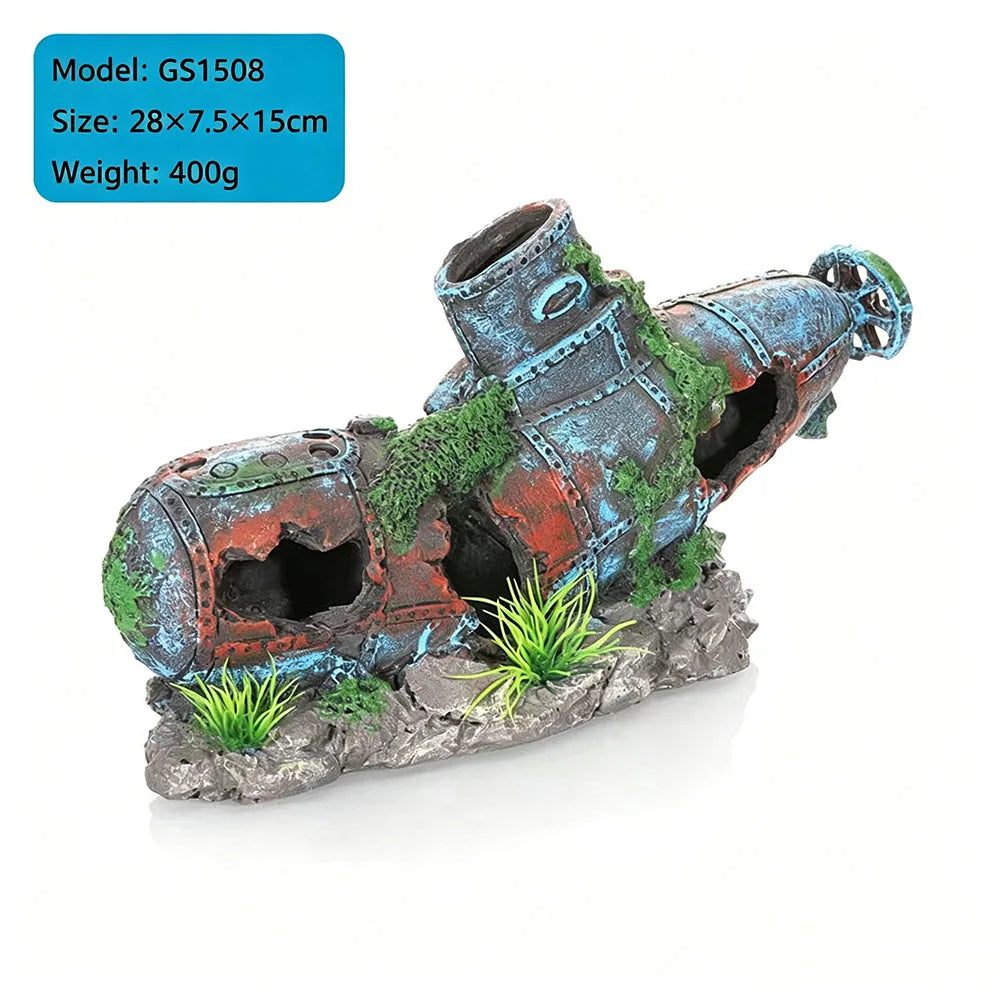 Aquarium Resin Hiding Cave Ornament Fish Tank Decor Shelter House Safe Non‑Toxic Hideout for  Aquarium Landscape Decoration
