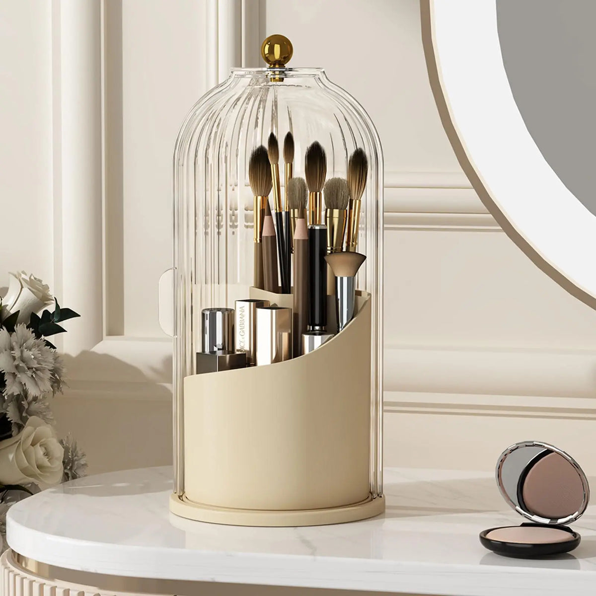 YOOLENS Rotating Makeup Brush Organizer With Dustproof Lid