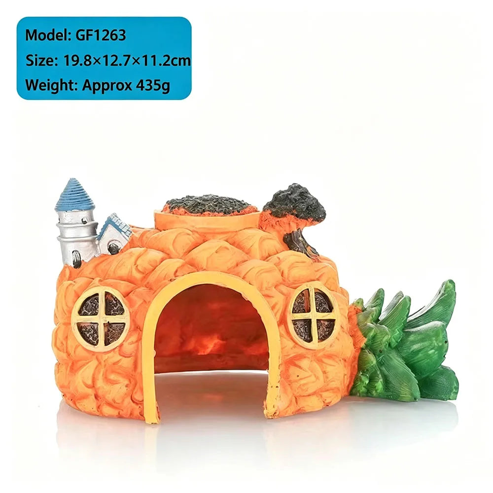 Aquarium Resin Hiding Cave Ornament Fish Tank Decor Shelter House Safe Non‑Toxic Hideout for  Aquarium Landscape Decoration
