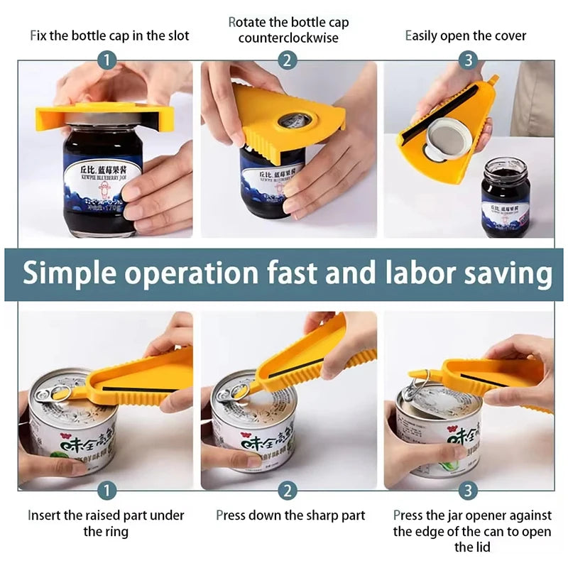 Stainless Steel Manual Multifunctional Can Bottle Jar Opener