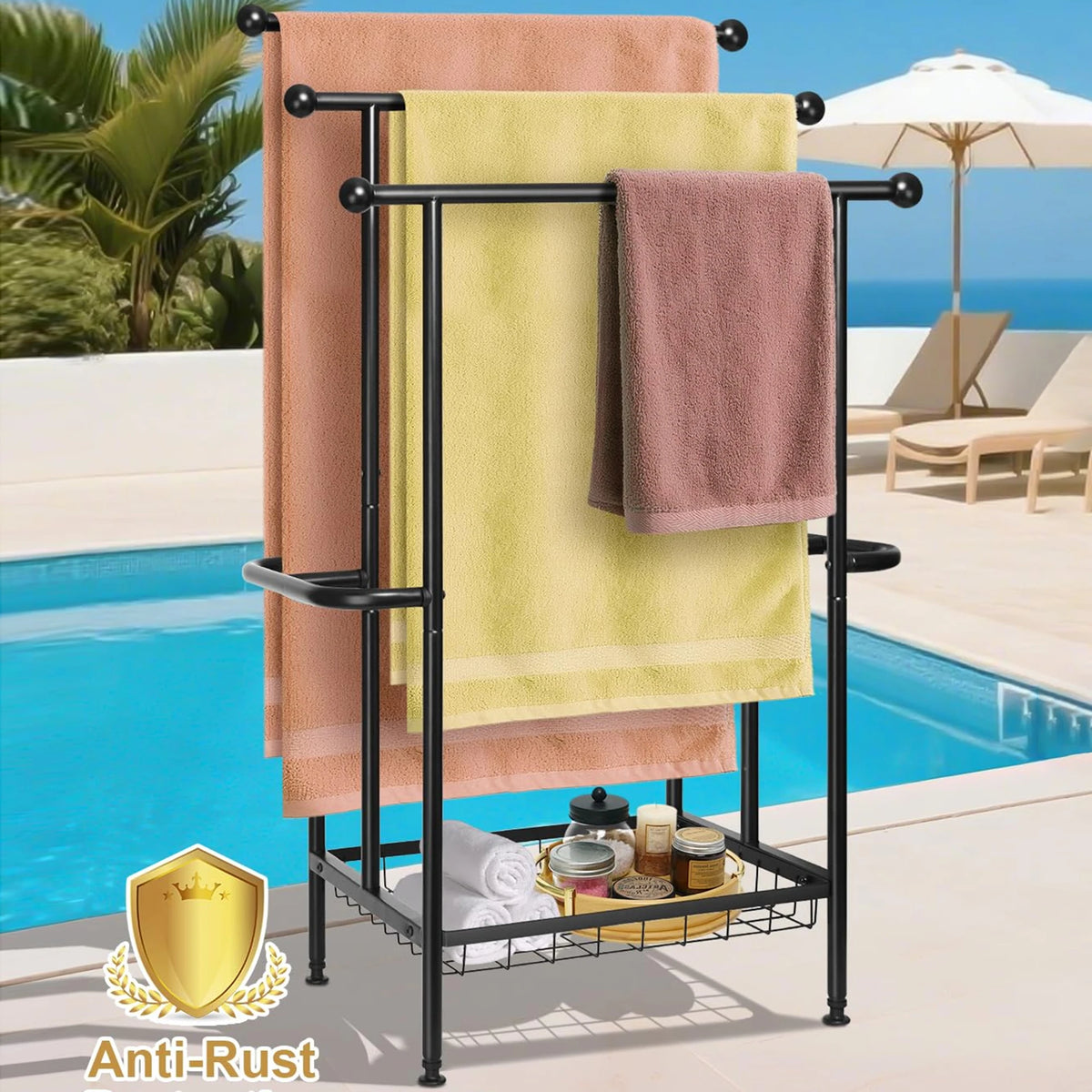 Three Tier Stainless Steel Freestanding Towel Rack For Bathroom