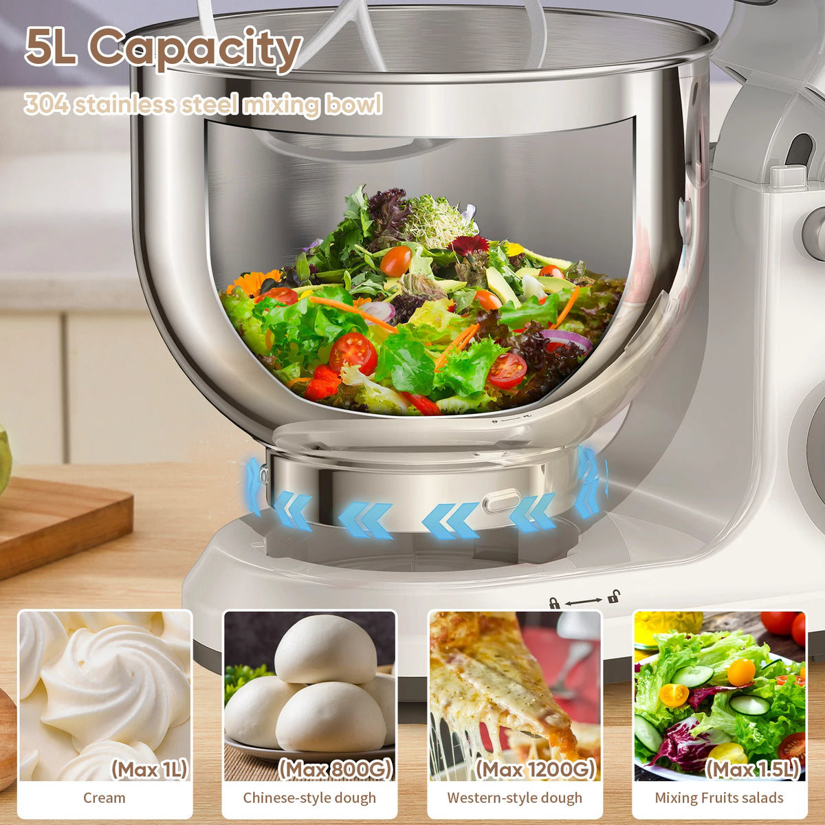 BioloMix Digital Stand Mixer With 11 Speeds And Dough Hook