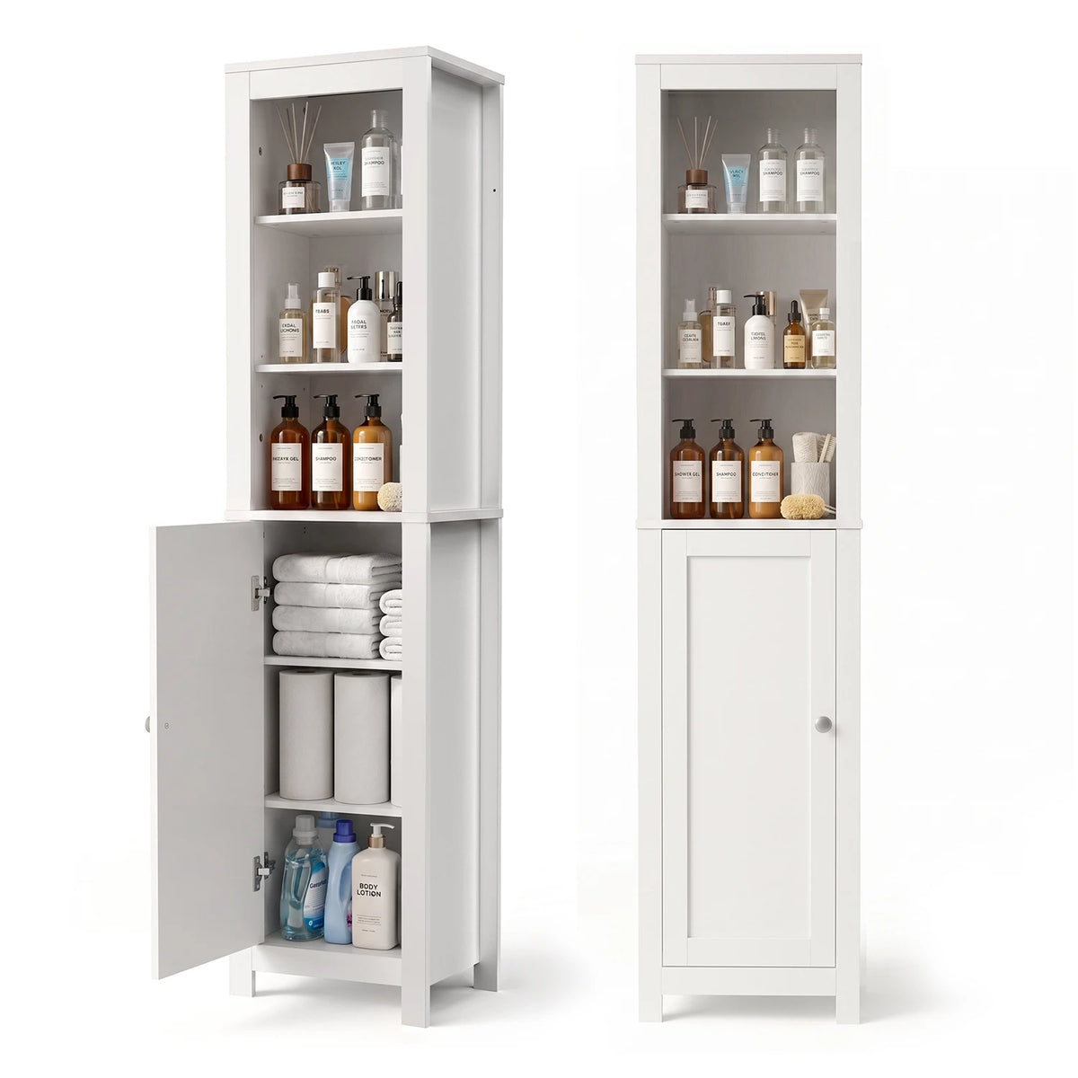 TinyNest Freestanding Bathroom Storage Cabinet With Adjustable Shelves