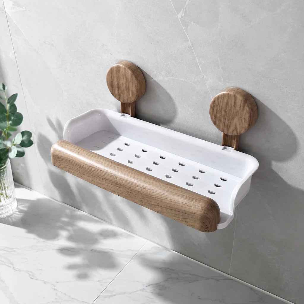 No Drill Suction Cup Shower Shelf Waterproof Drainage Organizer