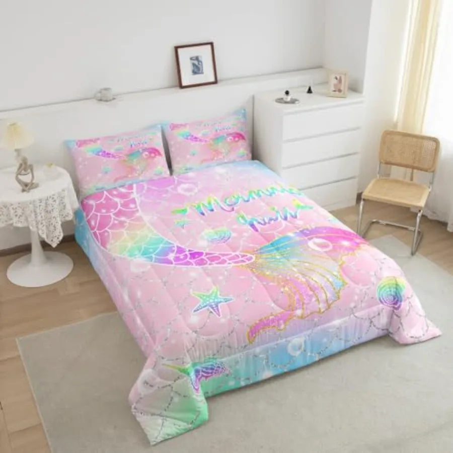 Reversible Starfish Pattern Jacquard Twill Comforter Set With Pillows