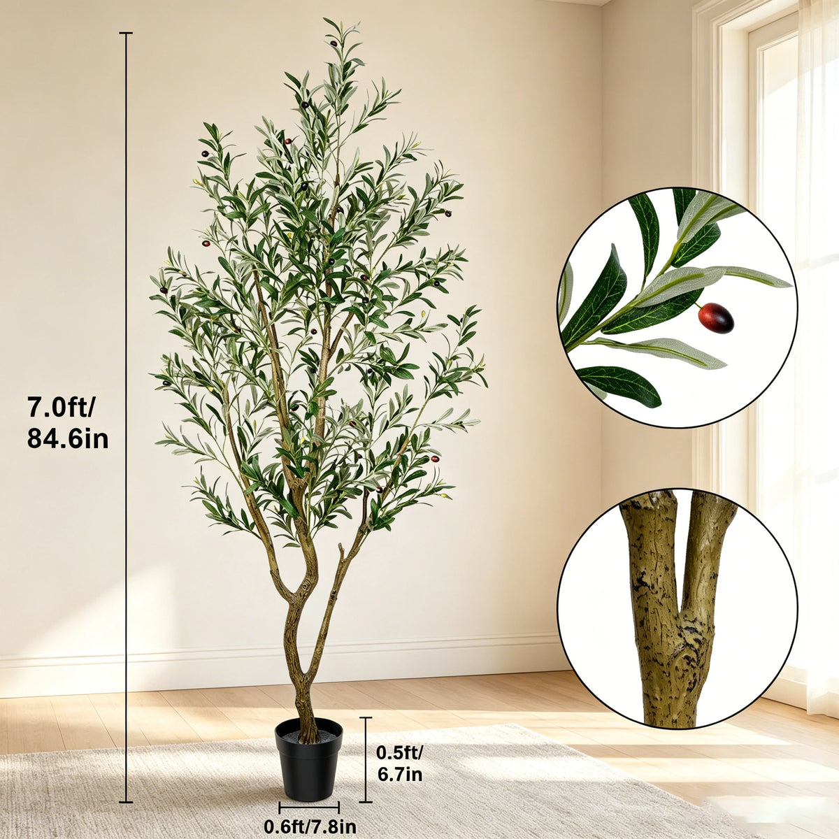 Olitree Artificial Olive Tree With Indoor Pot And Lifelike Fruits