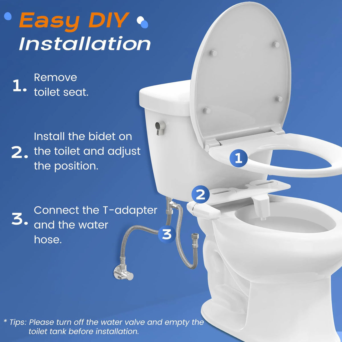 Dual Nozzle Bidet Attachment With Frontal Self Cleaning Spray