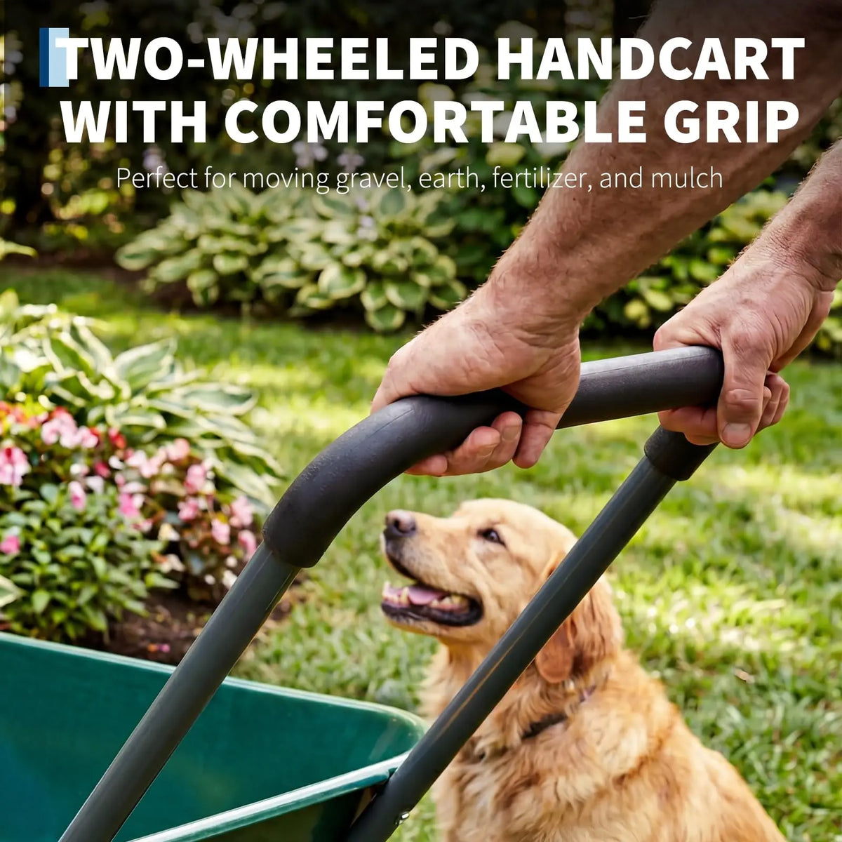 HiMISS Dual Wheel Wheelbarrow With Dump Bed 600 LB Capacity