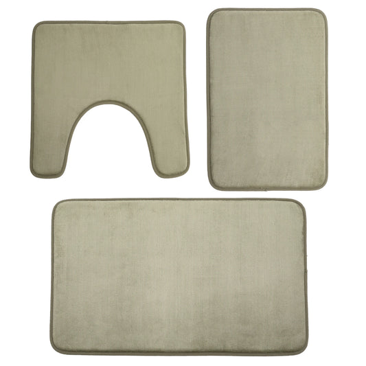 Microfiber Bath Rug Set With Non Slip Backing For Bathroom