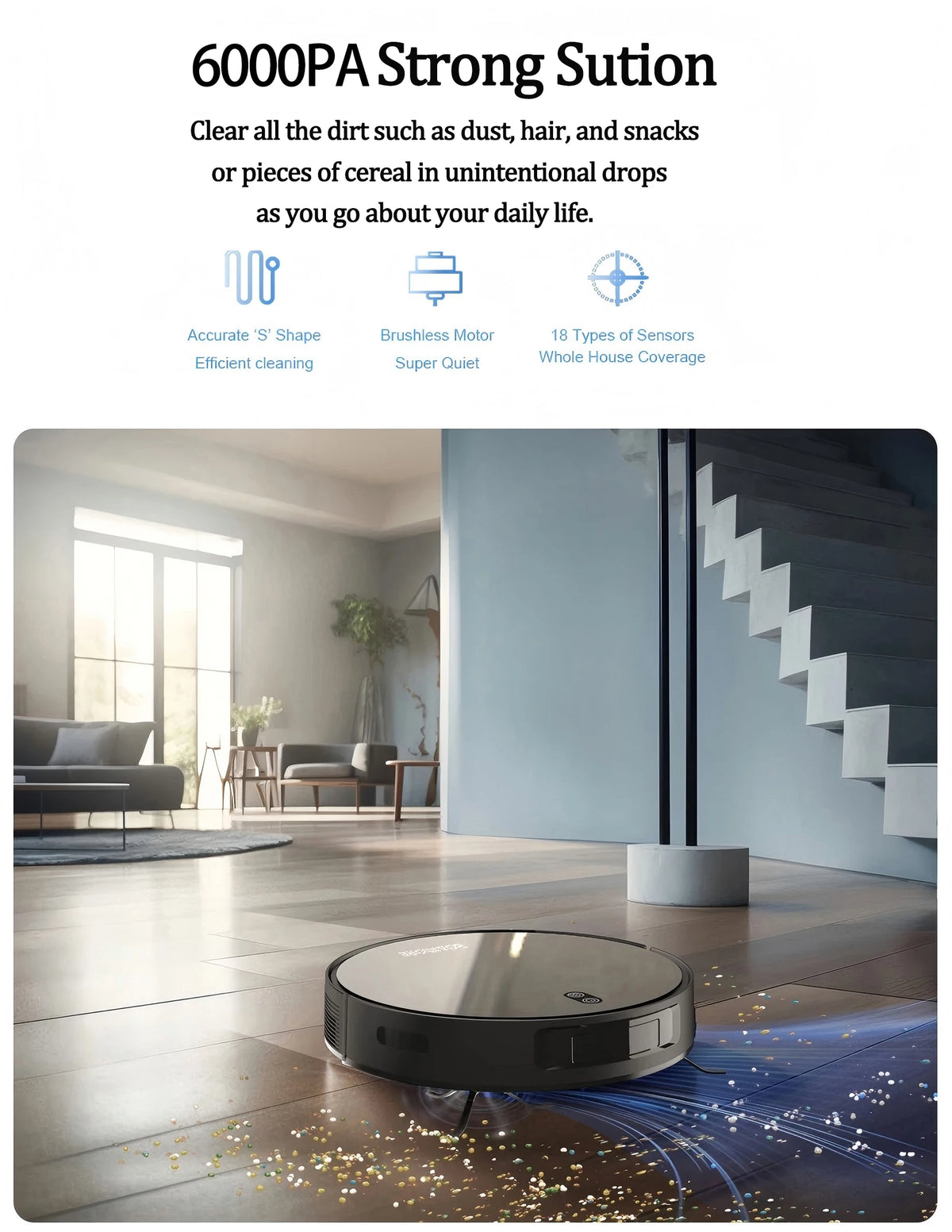 BOAIMORE Smart Robot Vacuum And Mop With Strong Suction