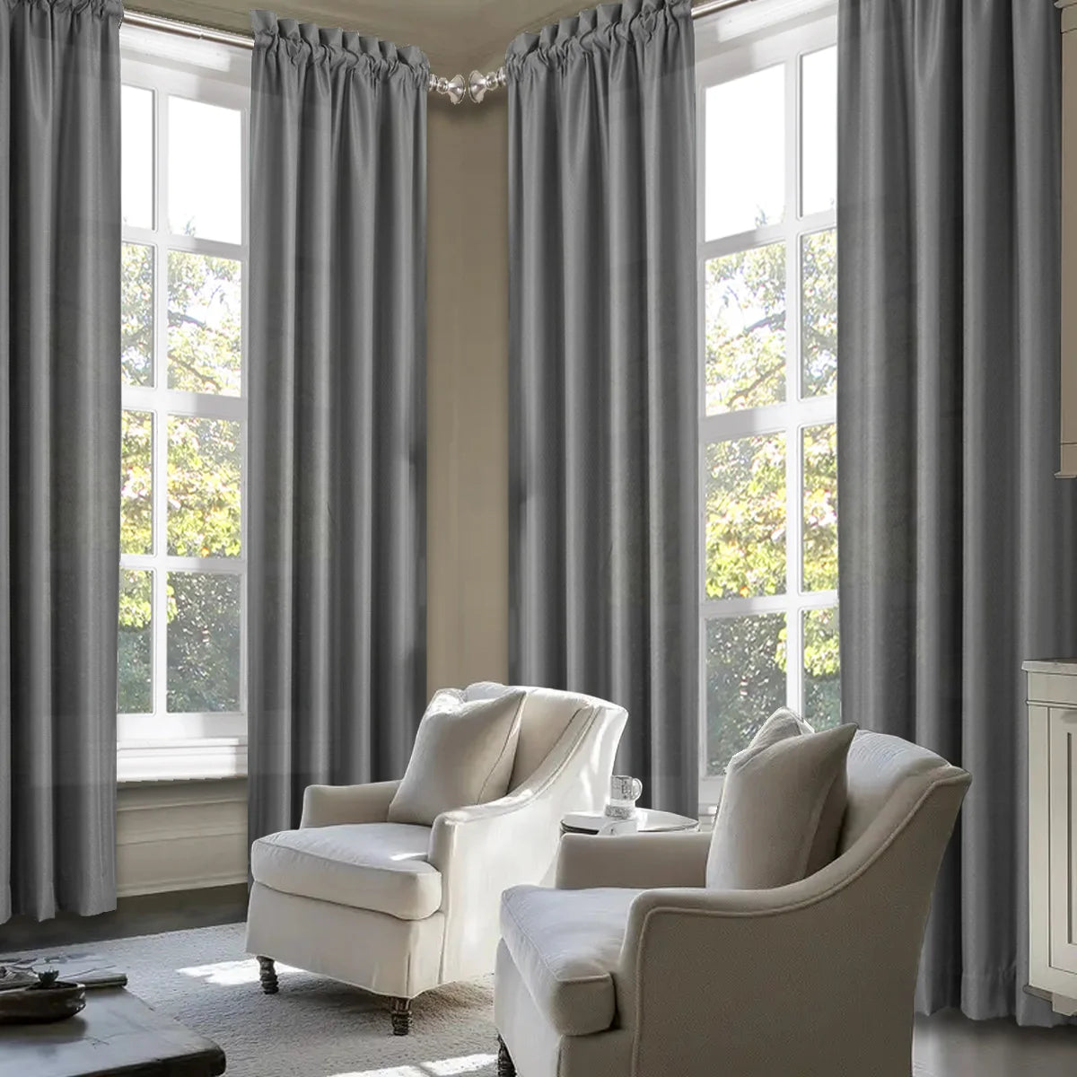 SABALANICA Light Filtering Polyester Curtains With Rod Pocket Design