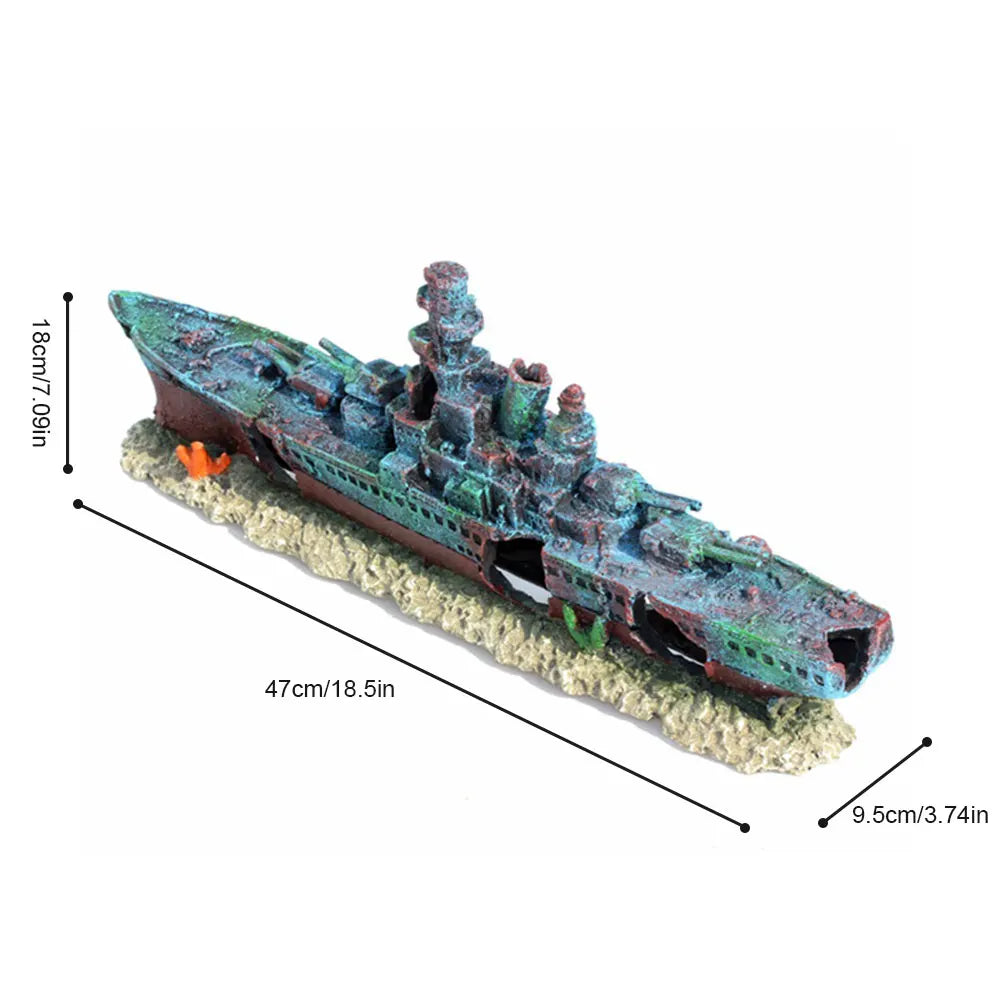 Aquarium Creative Warship Wreckage Wear Resist Warship Handicrafts Shipwreck Decorations for Fish Tank Cave Decor Accessories