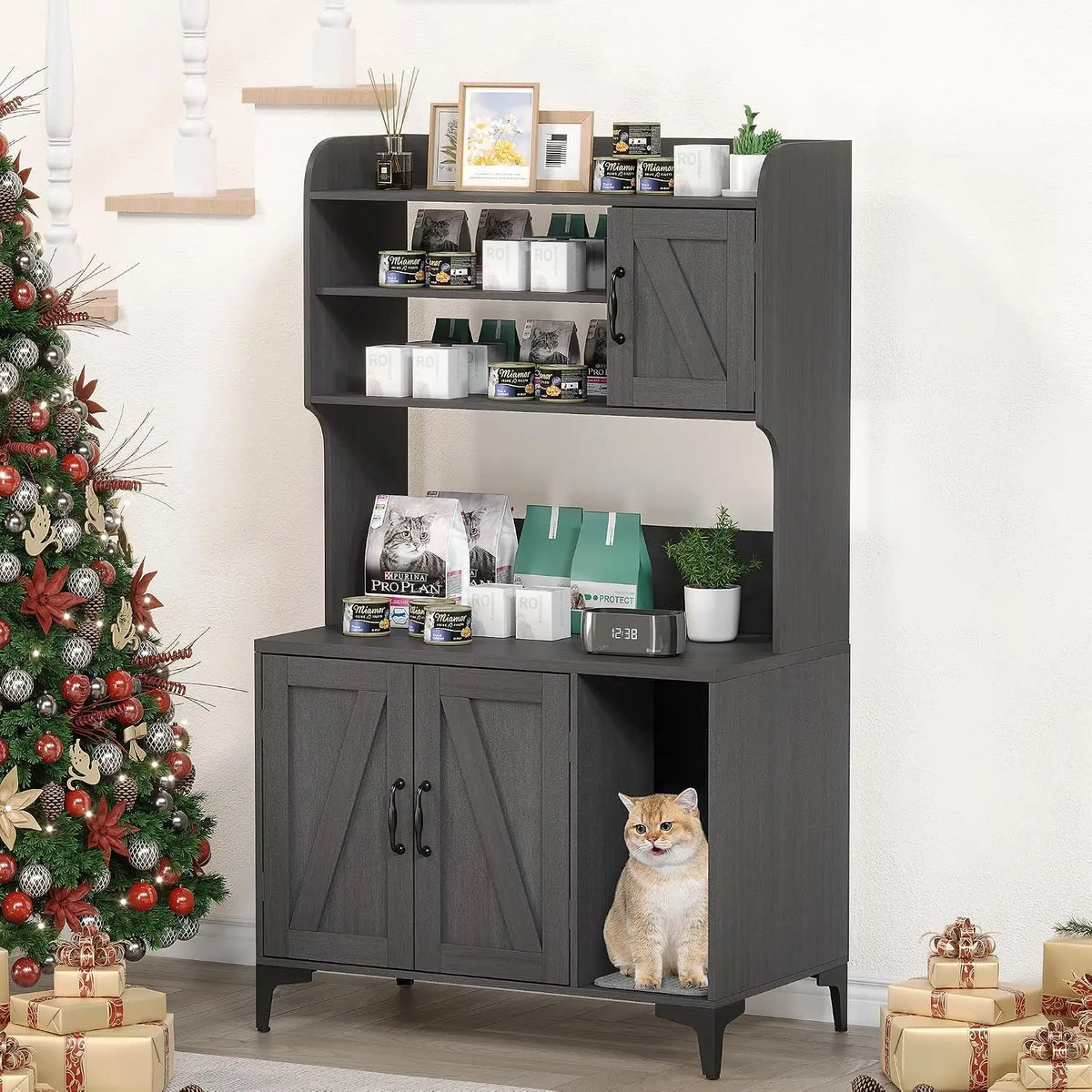 Garvee Cat Litter Box Enclosure Cabinet With Indoor Storage Unit