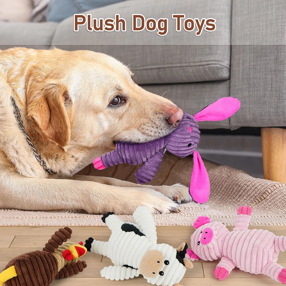 Plush Squeaky Dog Toys Soft Stuffed Chew Toy Bundle