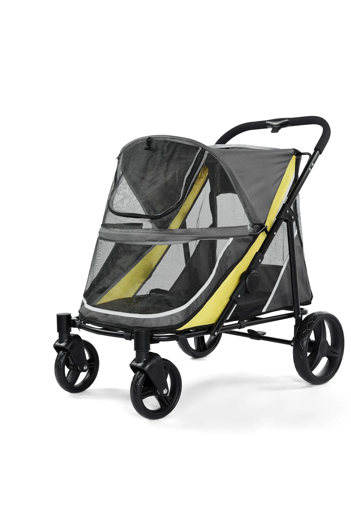 Foldable Pet Stroller With Breathable Mesh Carrier For Outdoor Travel