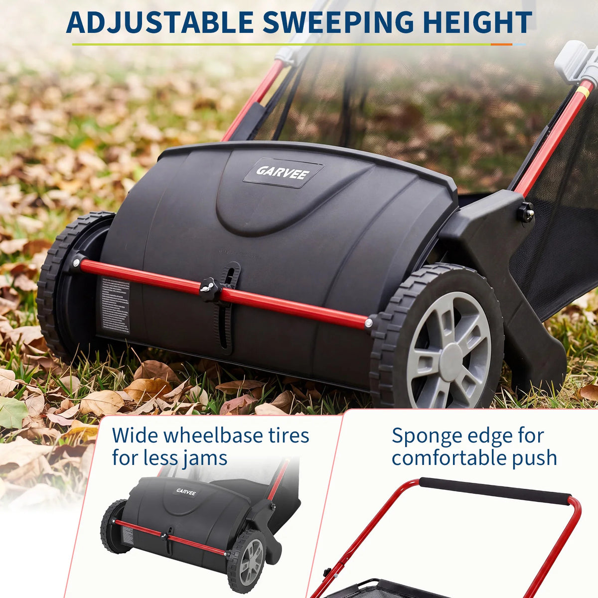 HiMiss Manual Push Lawn Leaf Sweeper For Yard Cleanup