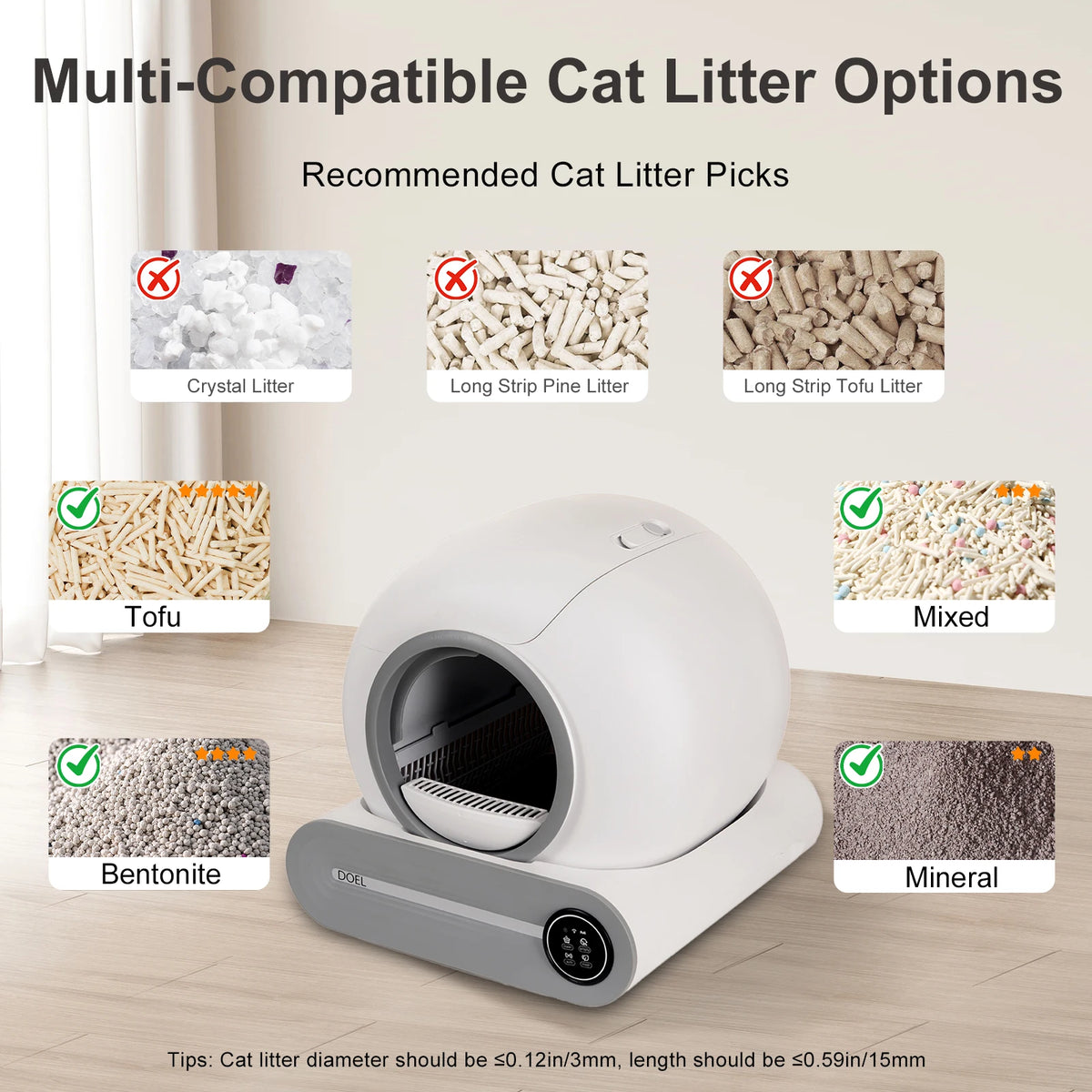 Doel Automatic Smart Cat Litter Box Featuring App Control Wifi
