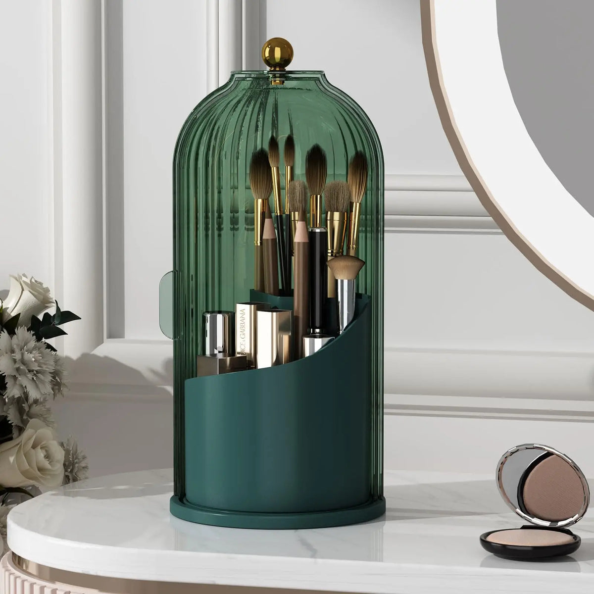 YOOLENS Rotating Makeup Brush Organizer With Dustproof Lid