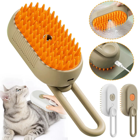 Electric Pet Steam Brush For Cats And Dogs Hair Removal