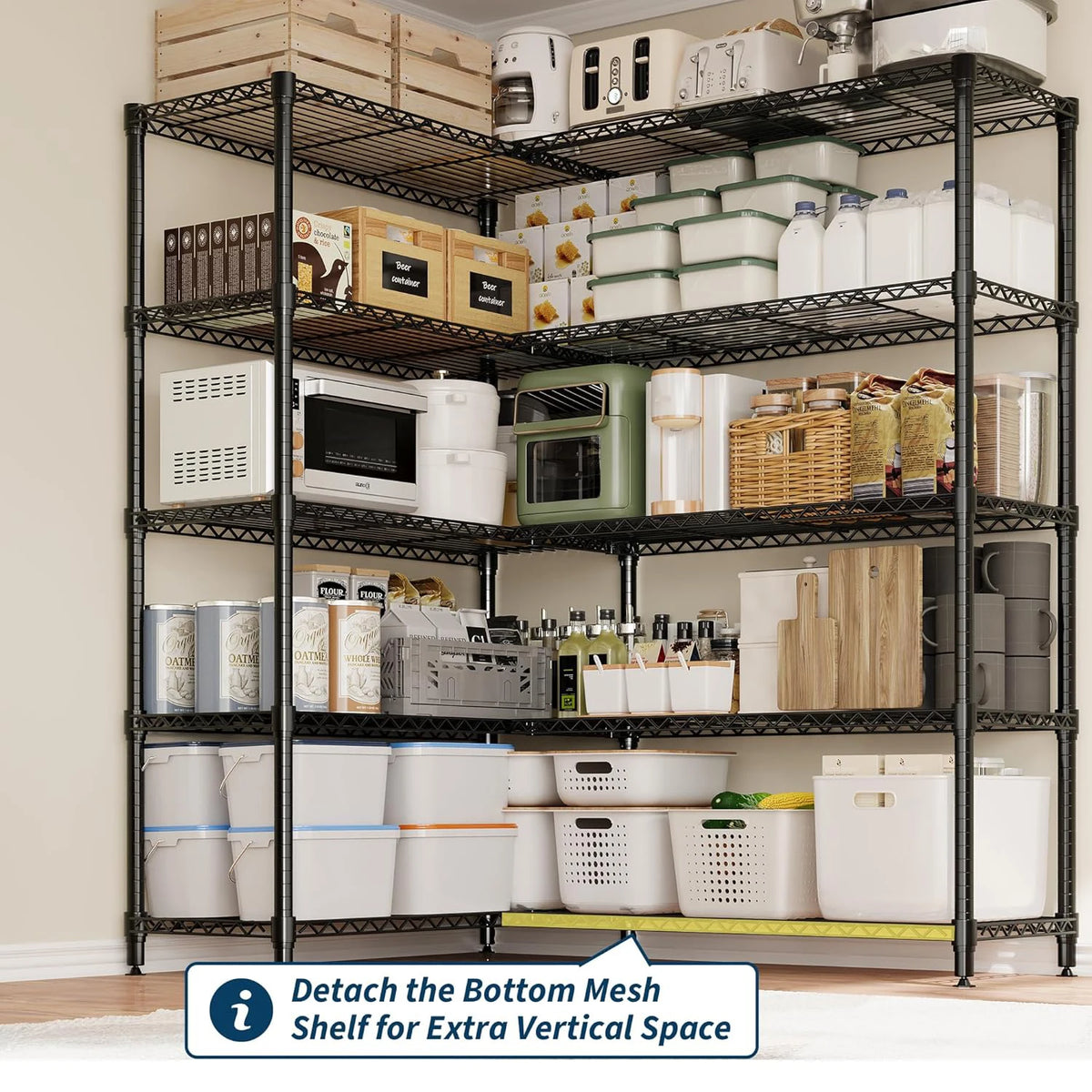 Twister.CK Heavy Duty Folding Metal Adjustable Shelving Organizer Rack