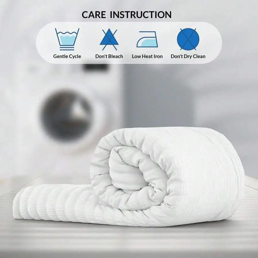 Cotton Seersucker Comforter Set With Sheets And Pillowcases