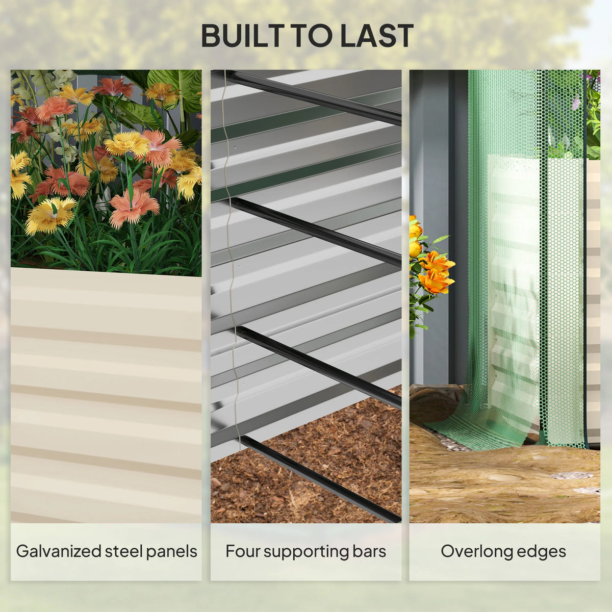 Galvanized Raised Garden Bed with Crop Cage & Shade Cloth, Beige